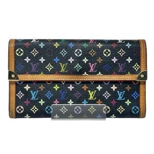 Louis Vuitton LV Black Murakami Multicolor Monogram Sarah International Wallet